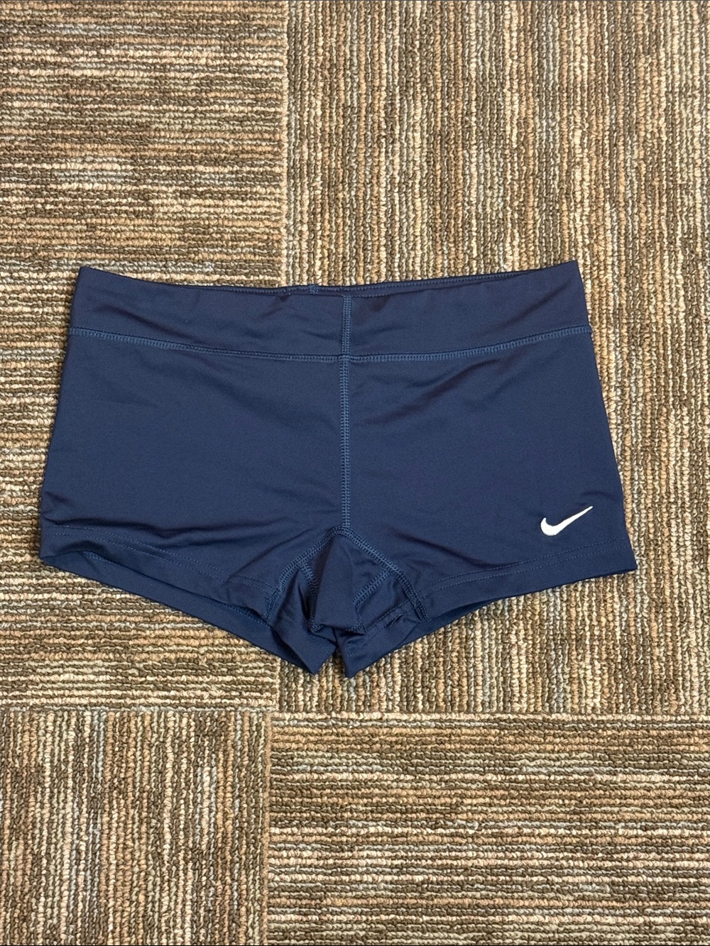 Nike Women's Navy Athletic Bike Shorts with White Swoosh